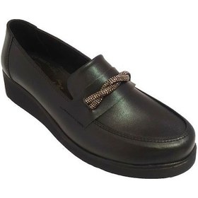 Resim Sdf 705-24 Deri Casual Anatomik Dolgu Topuk Kadın Ayakkabı Siyah 