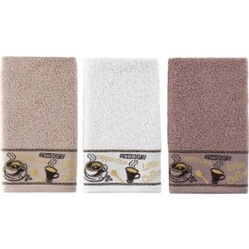 Resim Mutfak Havlu Seti 3 Lü Jakarlı Pamuk Coffee Cup S 