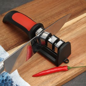 Resim 1 adet Dayanıklı Seramik Bıçak Bileme Aleti Kırmızı & Siyah Saplı - Dış Mekan, Kamp, Piknik & Ev Kullanımı İçin İdeal - Tatiller İçin Mükemmel Hediye (Halloween/Noel/Eid/Şükran Günü/Yeni Yıl) 