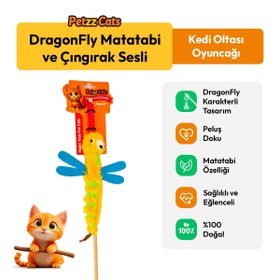 Resim PetzzCats DragonFly Matatabi ve Çıngırak Sesli Kedi Oltası Oyuncağı Sarı 42 Cm 
