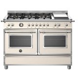 Resim Bertazzoni Her126G2Eavt 120Cm Gazlı İkili Kuzine Fil Dişi 