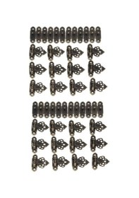 Resim 24x Antik Pirinç Dekor Takı Biblo Ahşap Kutu Çile Klipsler Mandalı Kanca + Vidalar 0419 