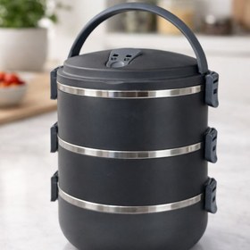 Resim Zeyma Home 3 Katlı Sızdırmaz Çelik Yemek Termosu-Siyah 