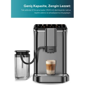Resim Kumtel LatteNow Tam Otomatik Espresso Makinesi - Kahve Öğütücülü Dokunmatik Renkli Ekranlı HCM-02 