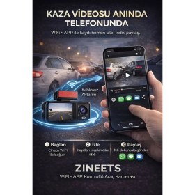 Resim MPIA Wifi 1080P Araç Içi 3 Kameralı LCD Ekranlı Gece Görüşlü G-Sensör Geri Görüş Kamera Türkiye Garantili 