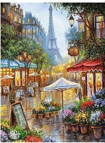 Resim Jms Fıyo Koyu Gri Dıy 5d Elmas Boyama Şehir Sokak Manzarası Elmas Nakış Çapraz Dikiş Kitleri 40x50cm 