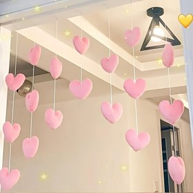 Resim Deliksiz sevgi kapı perdeleri 7'li set, yüksek görünüşlü ve şirin yatak odası asma perdesiyle pembe kızlık ev dekorasyonu 