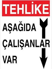 Resim Tehlike Aşağıda Çalışanlar Var Uyarı Tabelası - 35x50 Alüminyum Kompozit Panel - İ39 