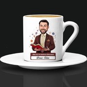 Resim Erkek Türk Dili Edebiyatı Öğretmeni Karikatürlü Kahve Fincanı 