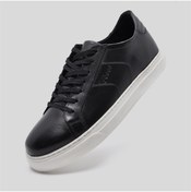 Resim Fosco Hakiki Deri Sneaker Spor Erkek Ayakkabı Siyah 9757 
