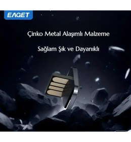 Resim Eaget 32Gb. Minik Usb Flash Bellek Metal Şık Araç İçin Mükemmel Uyum Usb Girişli Tüm Cihazlara Uygun Orjinal Sağlam 