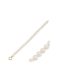 Resim 9,5 Mm Gemici Kilit Doğal İnci Bileklik 19 Cm / Rose Gümüş 