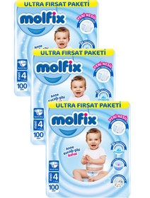 Resim Molfix Ultra Fırsat Paketi 4 Numara 3x100'lü Bebek Bezi 