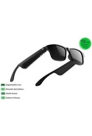 Resim Wiami Akıllı Güneş Gözlüğü BG-02M Aktif Kullanım İçin Bluetooth Hoparlörlü Siyah Tasarım 