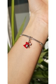 Resim Şengül Ticaret Gümüş Kırmızı Hamur Yoğurma Makinesi Charm Moments Bilekliklere Uyumlu 