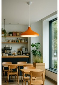 Resim Nil Turuncu Renk Özel Tasarım Modern Dekoratif Cafe Sarkıt Cafe - Mutfak Tekli Avize Turuncu 
