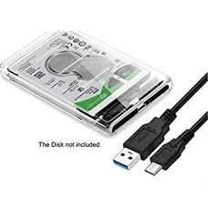 Resim TeknoKapsül 2.5 Sata Type C USB 3.1 USB 3.0 Şeffaf Harici SSD HDD Hard Disk Kutusu 4389 
