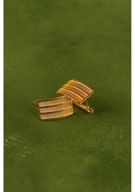 Resim Çgk Çiğdem Gürel Kuyumculuk 22 Ayar Altın Yaldızlı Hasır Model Küpe Kadın, Dikdörtgen Şık Tasarım Sarı 