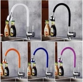 Resim Oynar Başlıklı Spiral Renkli Kubar Lavabo, Mutfak Esnek Musluk Borusu Silikon Musluk Başlığı 