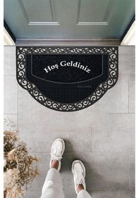 Resim Dekoratif Dış Kapı Yıkanabilir Toz Alıcı Halı Kapı Önü Paspası Hoş Geldiniz Yazılır Siyah 