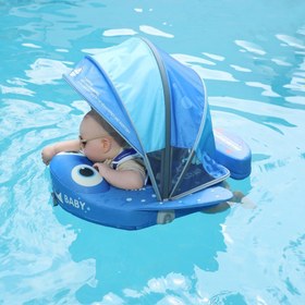 Resim Mambobaby Yüzme Simidi - Mavi Vatoz, Emniyetli, Gölgelikli ve Ayak Destekli 