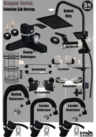 Resim Mutfak Lavabo Banyo Duş Bataryası Siyah Eviye Musluk Armatür Siyah 