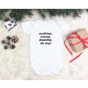 Resim Tuğbababy Baby Cookies And Santa Yeniyıl Beyaz Bebek Zıbın Kız Erkek 