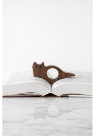 Resim El Yapımı Ahşap Kitap Sayfa Tutucu I Okuma Yardımcısı-doğal Gürgen Ağacı - 