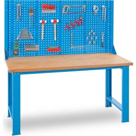 Resim Star Çelik Metal Çalışma Tezgahı-Takım Asma Panolu-Masa Tablası Kayın-1800x760x910/1824 mm 