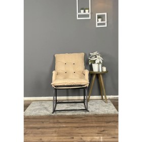 Resim Hmplast Sallanır Sandalye & Dinlenme Koltuğu, Sallanan Sandalye, Tv Koltuğu, Yastıklı Leke Tutmaz Kumaş | Krem 