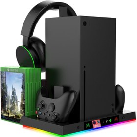 Resim beboncool Xbx-023s Disk Tutucu Kulaklık Askısı Joystick Şarj Xbox Series X Rgb Soğutucu Fan Stand 