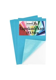 Resim Açık Mavi Yapışkanlı Keçe 35x50 Cm 3 Adet 2.0 Mm Kendinden Yapışkanlı Renkli Hobi Keçesi Elişi Keçe Kumaşı Anasınıfı 