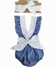 Resim Parla Kids Kız Bebek Rare Pamuklu Pötikare Salopet Bandana Takım 