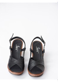 Resim Fox Shoes Siyah Dolgu Topuklu Kadın Ayakkabı K674041309 