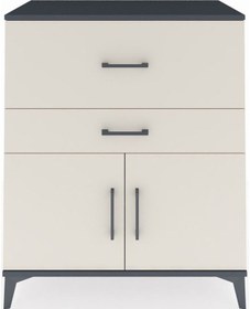 Resim Hyperion Şifonyer Tek Raflı 2 Çekmeceli 2 Kapaklı 88x44x106 Antrasit-aytaşı Antrasit 