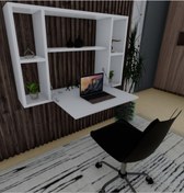 Resim CZN AHŞAP Çalışma Masası Ve Dekoratif Kitaplık 