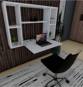 Resim CZN AHŞAP Çalışma Masası Ve Dekoratif Kitaplık 