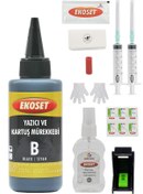 Resim ekoset Canon E404 E414 E464 E474 E484 Muadil Siyah Kartuş dolum seti 10 Dolumluk PG46 100ml 
