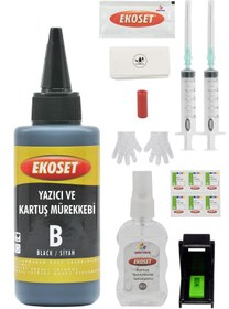 Resim ekoset Canon E404 E414 E464 E474 E484 Muadil Siyah Kartuş dolum seti 10 Dolumluk PG46 100ml 