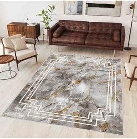 Resim Rovigo Dijital Baskı Yıkanabilir Kaymaz Taban Salon Halısı Rvg0339, Gri, 80 x 200 