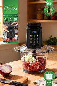 Resim Kiwi KC-8250 Gıda Öğütücü Doğrayıcı | 500W Güçlü Motor&3L Cam Kase &9 Titanyum Bıçaklı & Dokunmatik Ekran 