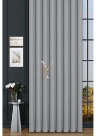 Resim Keten Fon Perde V-4015 Gümüş Gri Gümüş Gri 
