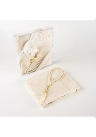 Resim Tesbih + Seccade Hediye Seti Krem Krem 