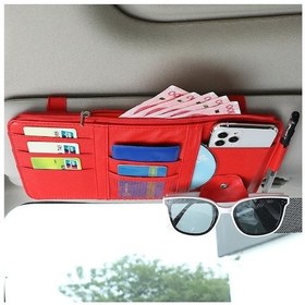 Resim Araba Güneşlik Saklama Kutusu İstifleme Toplama Araba Aksesuarları Kırmızı 
