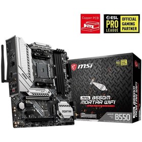 Resim MSI Mag B550m Mortar Wıfı Am4 Ddr4 4400(OC) Hdmı Dp M.2 Usb3.2 Wıfı Matx 