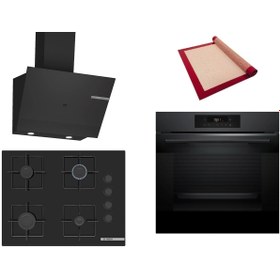 Resim Bosch Siyah 3 lü Ankastre Set (HJG852YT0T-POP7C6P30O-DWK67PJ60T) 3D Fry - Pişirme Matı ile 