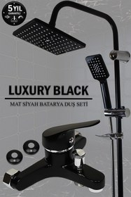 Resim tesitay Siyah Banyo Bataryası Ve Robot Duş Seti Siyah Banyo Seti Armatür Musluk Batarya Duş Musluk El Duşu 