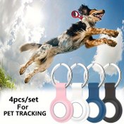 Resim 4 adet Apple Airtag/airtags için uygun Koruyucu Kılıf Takipçi Silikon Koruyucu Kılıf Konumlandırma Kayıp Önleyici Silikon Kılıf 