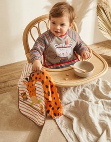 Resim Babydonat 2'li Set Uzun Kollu Sıvı Geçirmez Bebek Mama Ve Faaliyet Önlüğü - Zürafa Ve Ayı Figürlü 6-24 Ay 