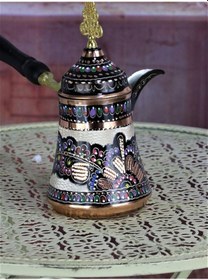 Resim Gül Çiçek Mırra Bakır Tombik Cezve 500 Ml 